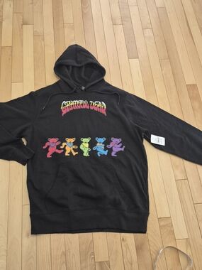 Grateful Dead Black Hoodie with Rainbow Dancing Bears